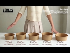 Cuencos de papel PE redondos a prueba de fugas, cuencos de papel de comida en microondas