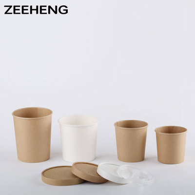 16 oz de una sola taza de sopa de pared hecha de 320 gramos de papel solar con 40 gramos de revestimiento de PE con tapas