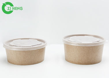 Cuencos de encargo de los tallarines de Logo Printed Brown Kraft Paper 42oz de la categoría alimenticia con la tapa blanca plana de los PP