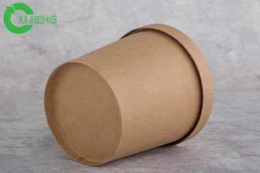 Tazas gruesas de un sólo recinto de la sopa del papel de Kraft, cartón Brown tazas de papel de 8 onzas con las tapas