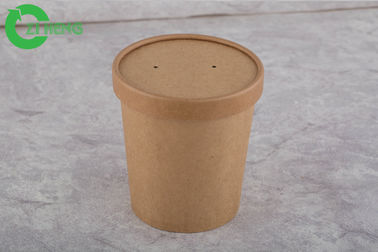 Tazas de papel de Kraft de la categoría alimenticia doble PE de 16 onzas que cubre el borde superior grueso para la ensalada