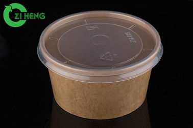 Cuenco biodegradable de papel 16oz de Kraft de la utilización alimenticia con la tapa de los PP para la sopa de la ensalada