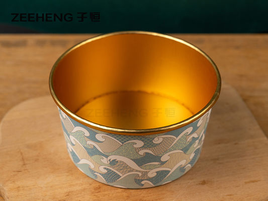 Gold Foil Coated Logo Paper Food Container 750ml for Hotel Restaurant and Home