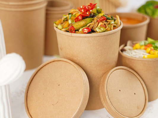 cuencos de sopa de papel disponibles libres plásticos del PLA 480ml con las tapas